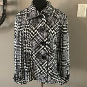 Chicos black checked car coat, size (1)